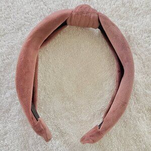 Loft Top Knot Velvet Headband in Pink Dust